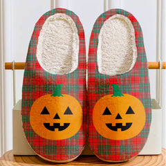 Clan Cumming Modern Tartan Halloween Pumpkin Slippers, Fluffy Spooky Slippers TY84 Cumming Modern Tartan Tartan Halloween   