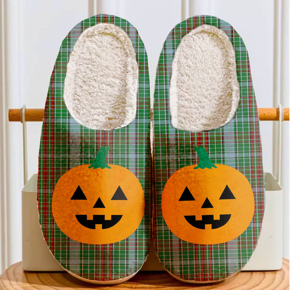 Clan Gayre Tartan Halloween Pumpkin Slippers, Fluffy Spooky Slippers IY62 Gayre Tartan Tartan Halloween   