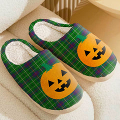 Clan Duncan Modern Tartan Halloween Pumpkin Slippers, Fluffy Spooky Slippers RA63 Duncan Modern Tartan Tartan Halloween   