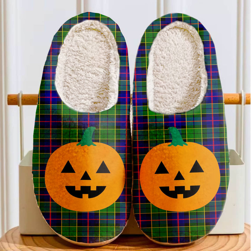 Clan Forsyth Modern Tartan Halloween Pumpkin Slippers, Fluffy Spooky Slippers TJ86 Forsyth Modern Tartan Tartan Halloween   