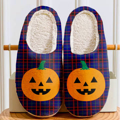 Clan Home Modern Tartan Halloween Pumpkin Slippers, Fluffy Spooky Slippers SS92 Home Modern Tartan Tartan Halloween   
