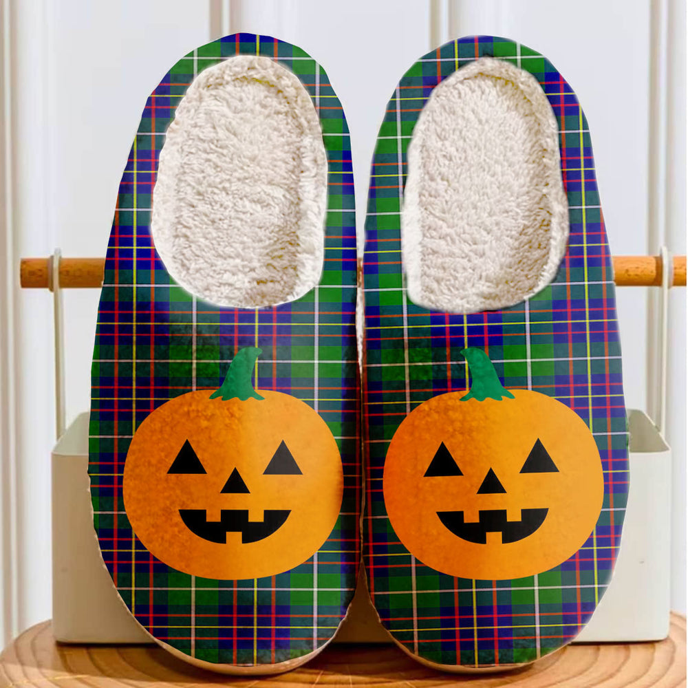 Clan Inglis Modern Tartan Halloween Pumpkin Slippers, Fluffy Spooky Slippers WU75 Inglis Modern Tartan Tartan Halloween   