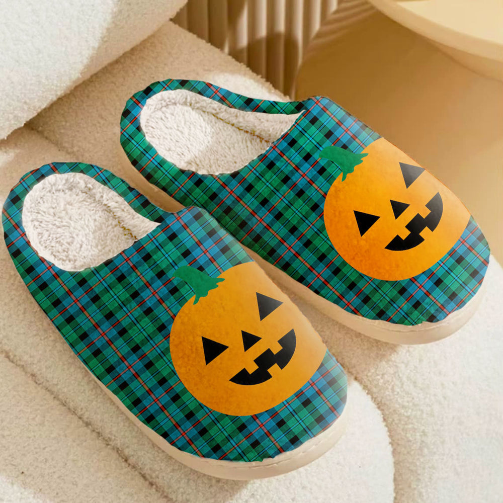 Clan Campbell of Cawdor Ancient Tartan Halloween Pumpkin Slippers, Fluffy Spooky Slippers SV43 Campbell of Cawdor Ancient Tartan Tartan Halloween   