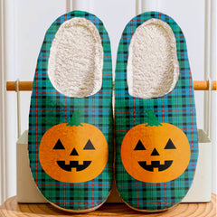 Clan Campbell of Cawdor Ancient Tartan Halloween Pumpkin Slippers, Fluffy Spooky Slippers SV43 Campbell of Cawdor Ancient Tartan Tartan Halloween   