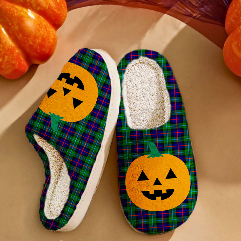Clan Campbell of Cawdor Modern Tartan Halloween Pumpkin Slippers, Fluffy Spooky Slippers IZ26 Campbell of Cawdor Modern Tartan Tartan Halloween   