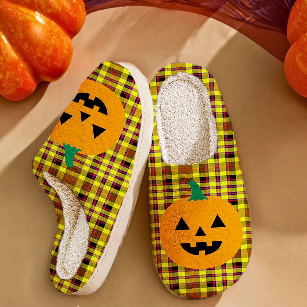 Clan Jardine Tartan Halloween Pumpkin Slippers, Fluffy Spooky Slippers DH54 Jardine Tartan Tartan Halloween   