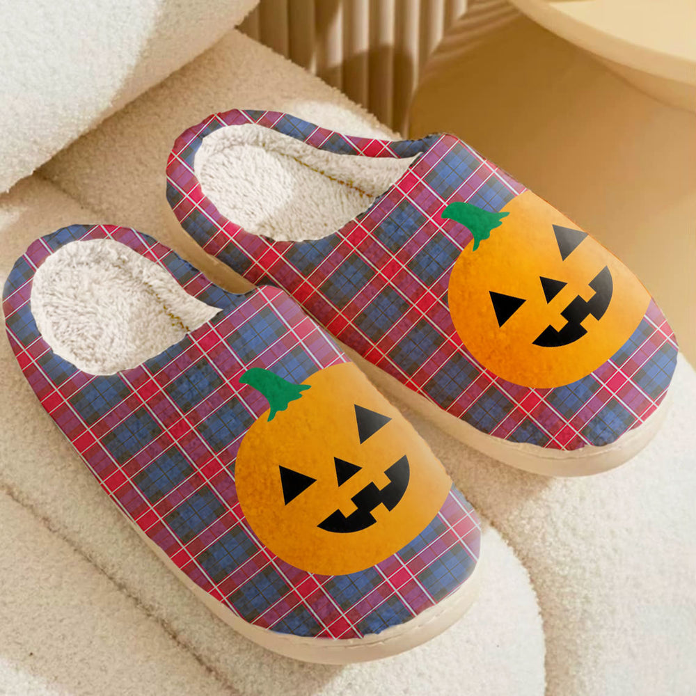 Clan Graham of Menteith Red Tartan Halloween Pumpkin Slippers, Fluffy Spooky Slippers AT96 Graham of Menteith Red Tartan Tartan Halloween   