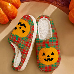 Clan Hay Ancient Tartan Halloween Pumpkin Slippers, Fluffy Spooky Slippers SW34 Hay Ancient Tartan Tartan Halloween   