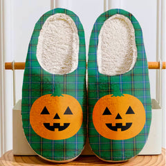 Clan Henderson Ancient Tartan Halloween Pumpkin Slippers, Fluffy Spooky Slippers HO85 Henderson Ancient Tartan Tartan Halloween   