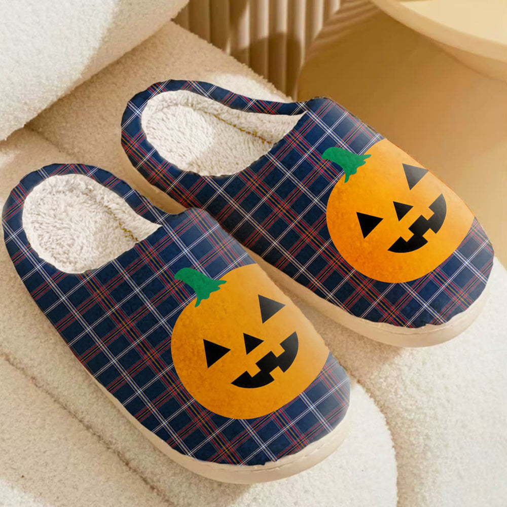 Clan Jewish Tartan Tartan Halloween Pumpkin Slippers, Fluffy Spooky Slippers AC10 Jewish Tartan Tartan Tartan Halloween   