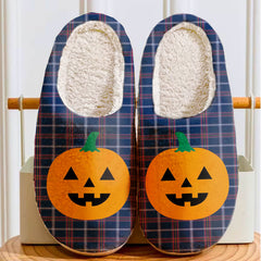 Clan Jewish Tartan Tartan Halloween Pumpkin Slippers, Fluffy Spooky Slippers AC10 Jewish Tartan Tartan Tartan Halloween   