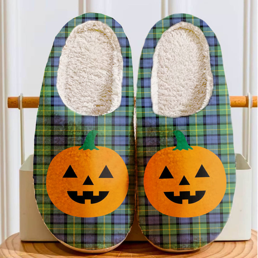 Clan Gordon Old Ancient Tartan Halloween Pumpkin Slippers, Fluffy Spooky Slippers DG84 Gordon Old Ancient Tartan Tartan Halloween   