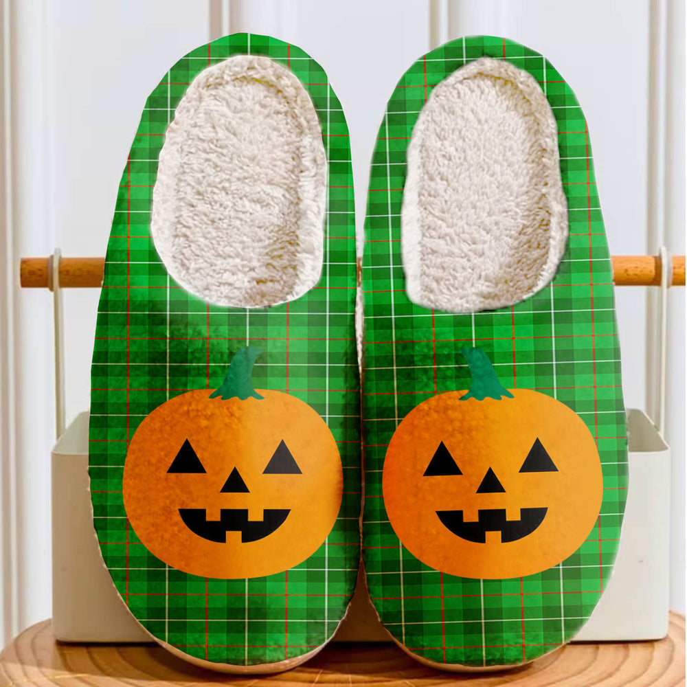 Clan Galloway District Tartan Halloween Pumpkin Slippers, Fluffy Spooky Slippers DW92 Galloway District Tartan Tartan Halloween   