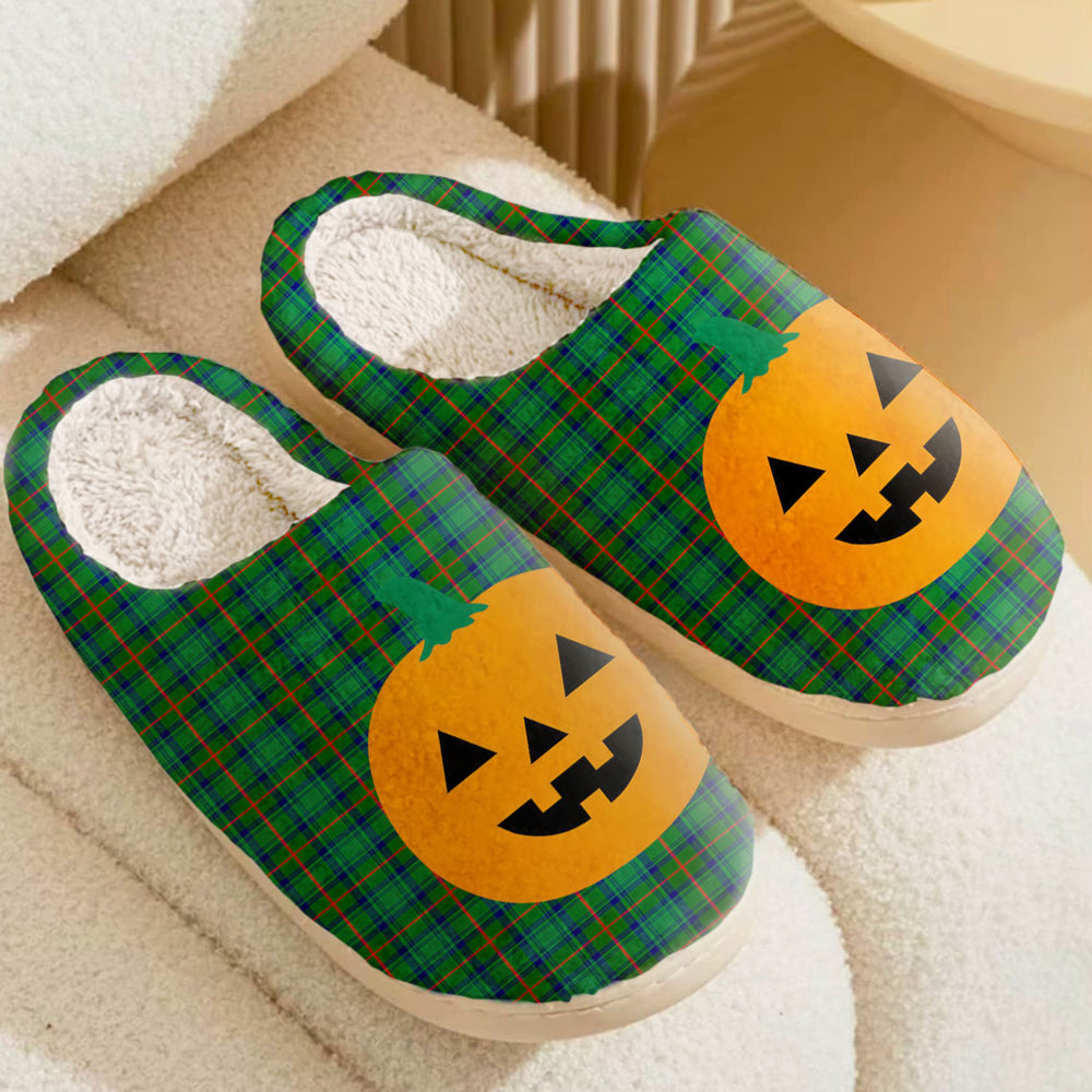 Clan Cranstoun Tartan Halloween Pumpkin Slippers, Fluffy Spooky Slippers WQ20 Cranstoun Tartan Tartan Halloween   