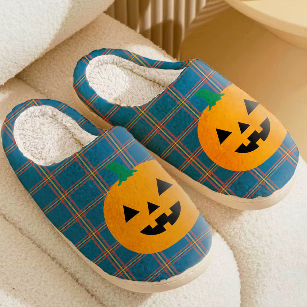Clan MacLaine of Loch Buie Hunting Ancient Tartan Halloween Pumpkin Slippers, Fluffy Spooky Slippers HP16 MacLaine of Loch Buie Hunting Ancient Tartan Tartan Halloween   