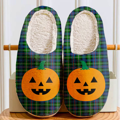 Clan MacKenzie Modern Tartan Halloween Pumpkin Slippers, Fluffy Spooky Slippers WX88