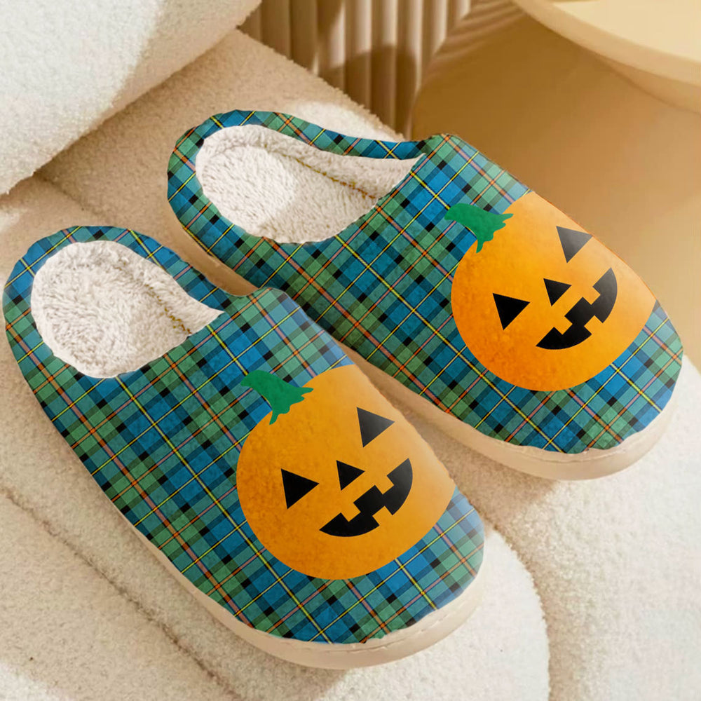 Clan MacLeod of Harris Ancient Tartan Halloween Pumpkin Slippers, Fluffy Spooky Slippers ZF48 MacLeod of Harris Ancient Tartan Tartan Halloween   