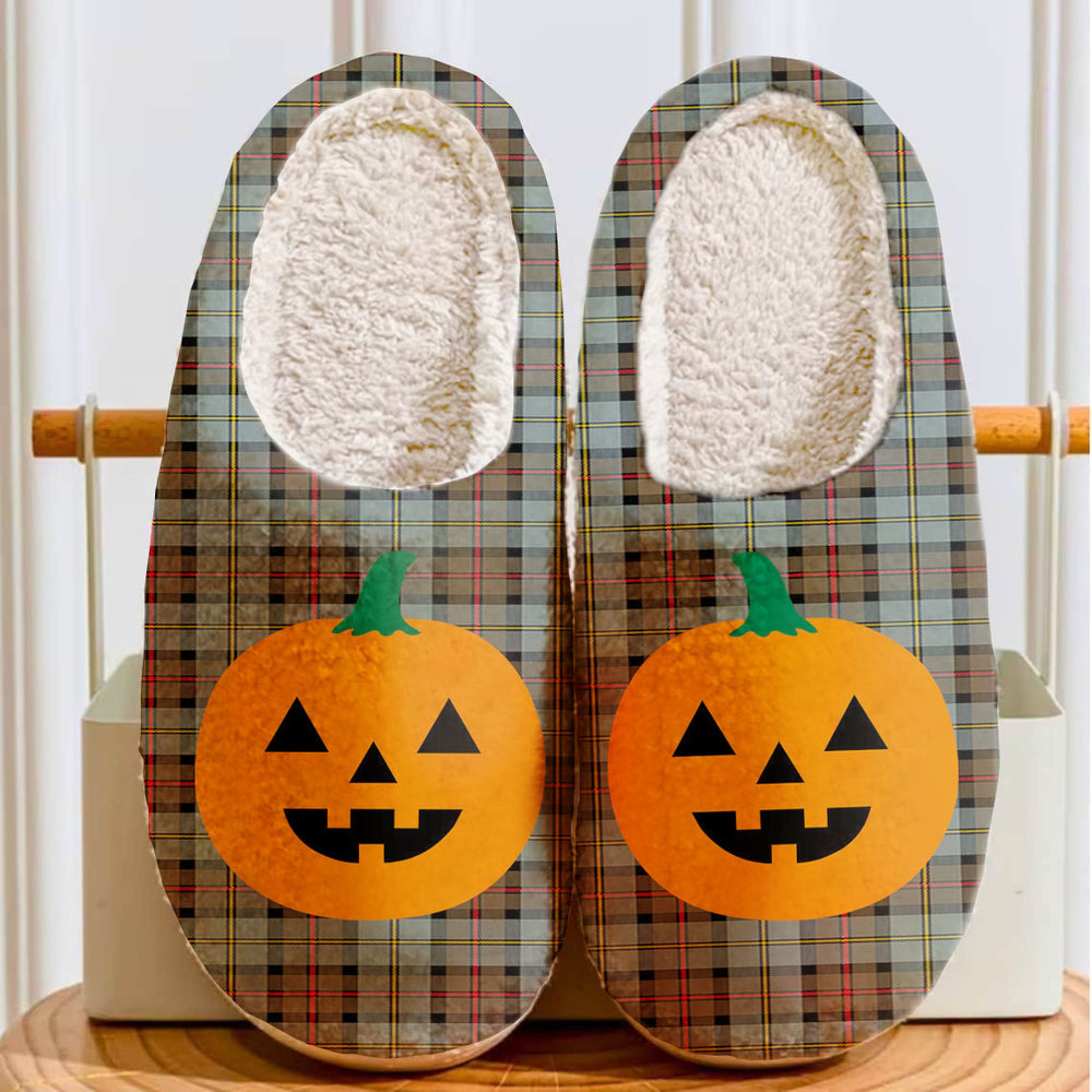 Clan MacLeod of Harris Weathered Tartan Halloween Pumpkin Slippers, Fluffy Spooky Slippers NA73 MacLeod of Harris Weathered Tartan Tartan Halloween   
