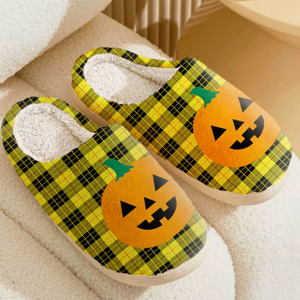 Clan MacLeod of Lewis Modern Tartan Halloween Pumpkin Slippers, Fluffy Spooky Slippers MU63 MacLeod of Lewis Modern Tartan Tartan Halloween   