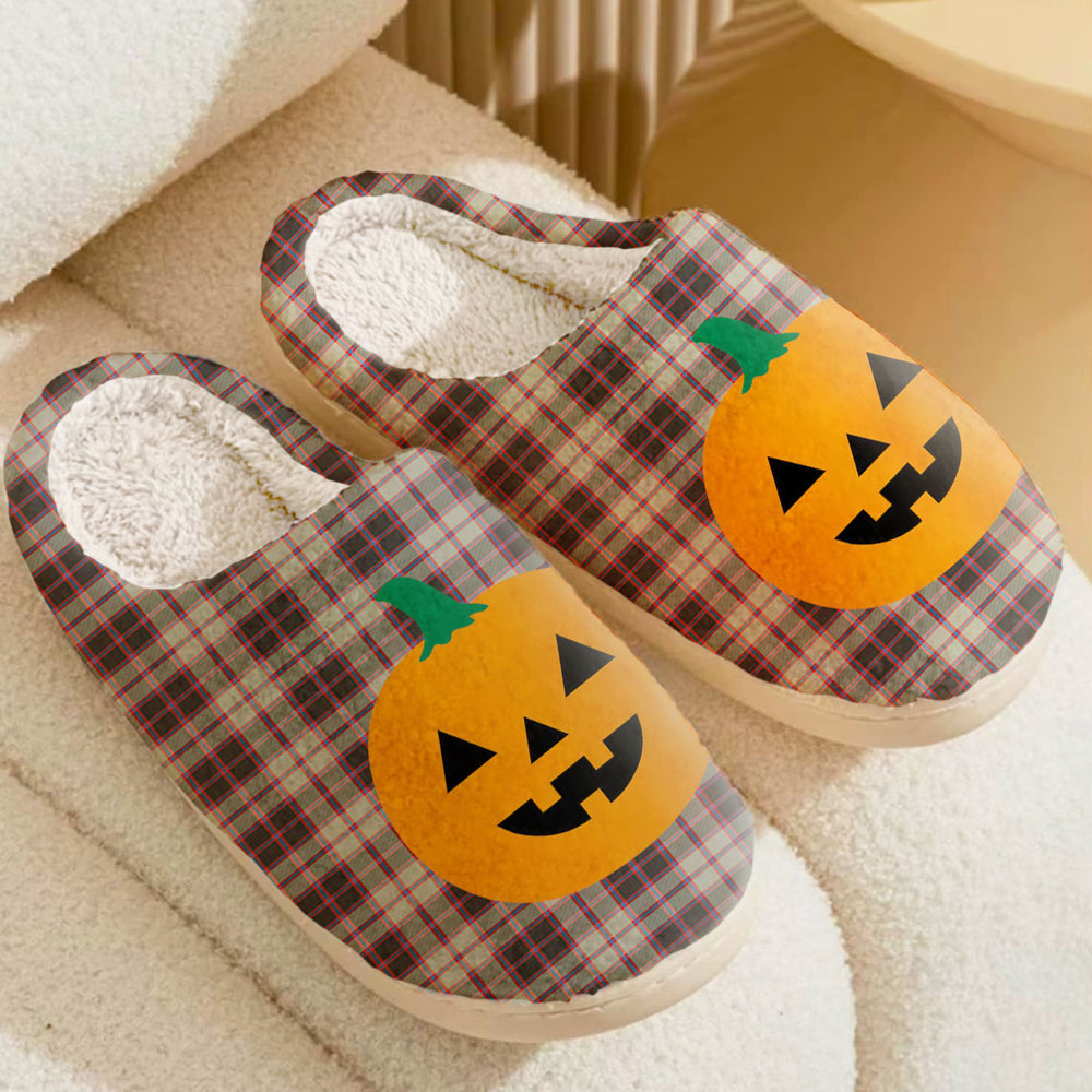 Clan MacPherson Hunting Ancient Tartan Halloween Pumpkin Slippers, Fluffy Spooky Slippers NB21 MacPherson Hunting Ancient Tartan Tartan Halloween   