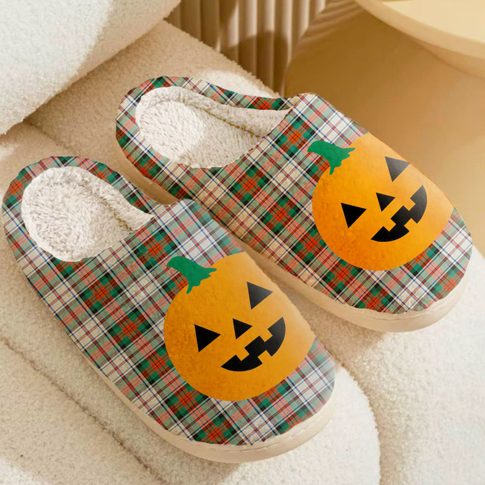 Clan MacDuff Dress Ancient Tartan Halloween Pumpkin Slippers, Fluffy Spooky Slippers QY54 MacDuff Dress Ancient Tartan Tartan Halloween   
