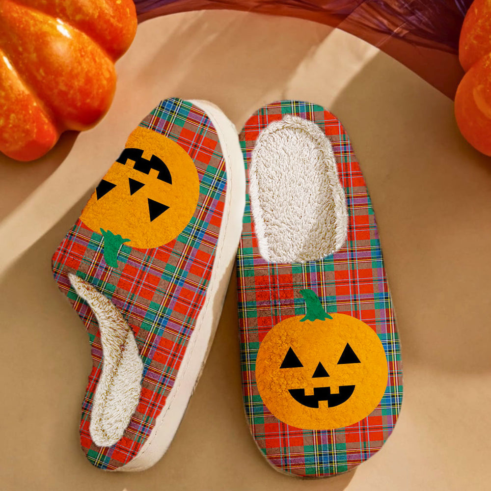 Clan MacLean of Duart Ancient Tartan Halloween Pumpkin Slippers, Fluffy Spooky Slippers UO94 MacLean of Duart Ancient Tartan Tartan Halloween   