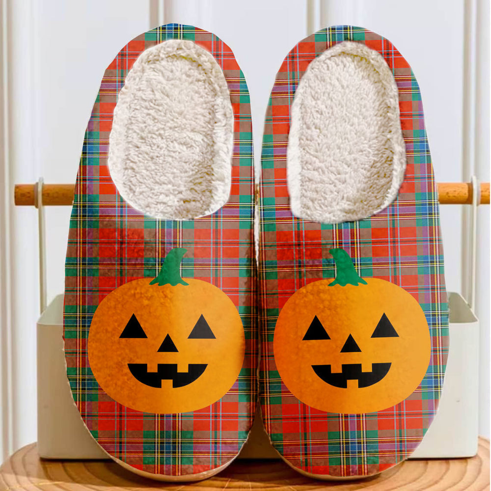 Clan MacLean of Duart Ancient Tartan Halloween Pumpkin Slippers, Fluffy Spooky Slippers UO94 MacLean of Duart Ancient Tartan Tartan Halloween   