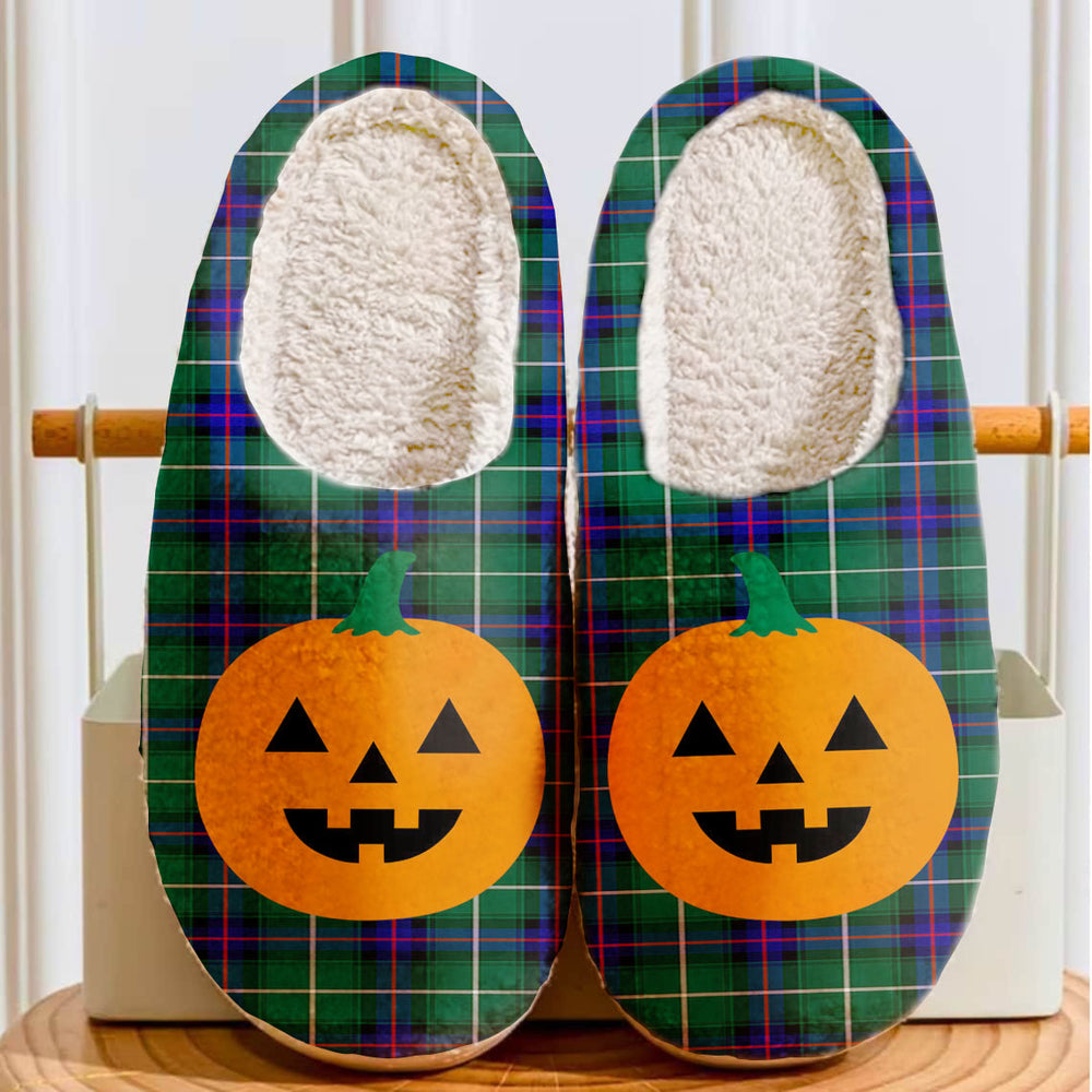 Clan MacDonald of the Isles Hunting Modern Tartan Halloween Pumpkin Slippers, Fluffy Spooky Slippers SV31 MacDonald of the Isles Hunting Modern Tartan Tartan Halloween   