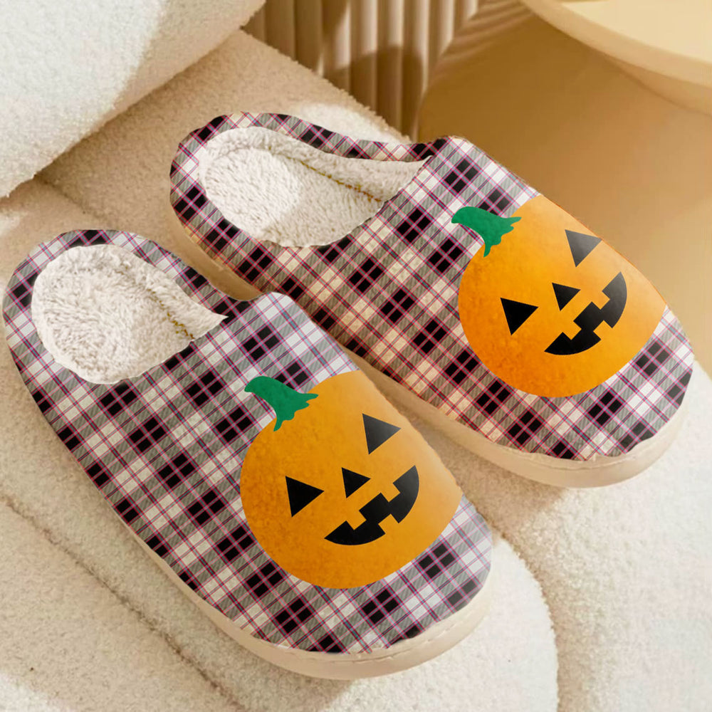 Clan MacPherson Hunting Modern Tartan Halloween Pumpkin Slippers, Fluffy Spooky Slippers YQ85 MacPherson Hunting Modern Tartan Tartan Halloween   
