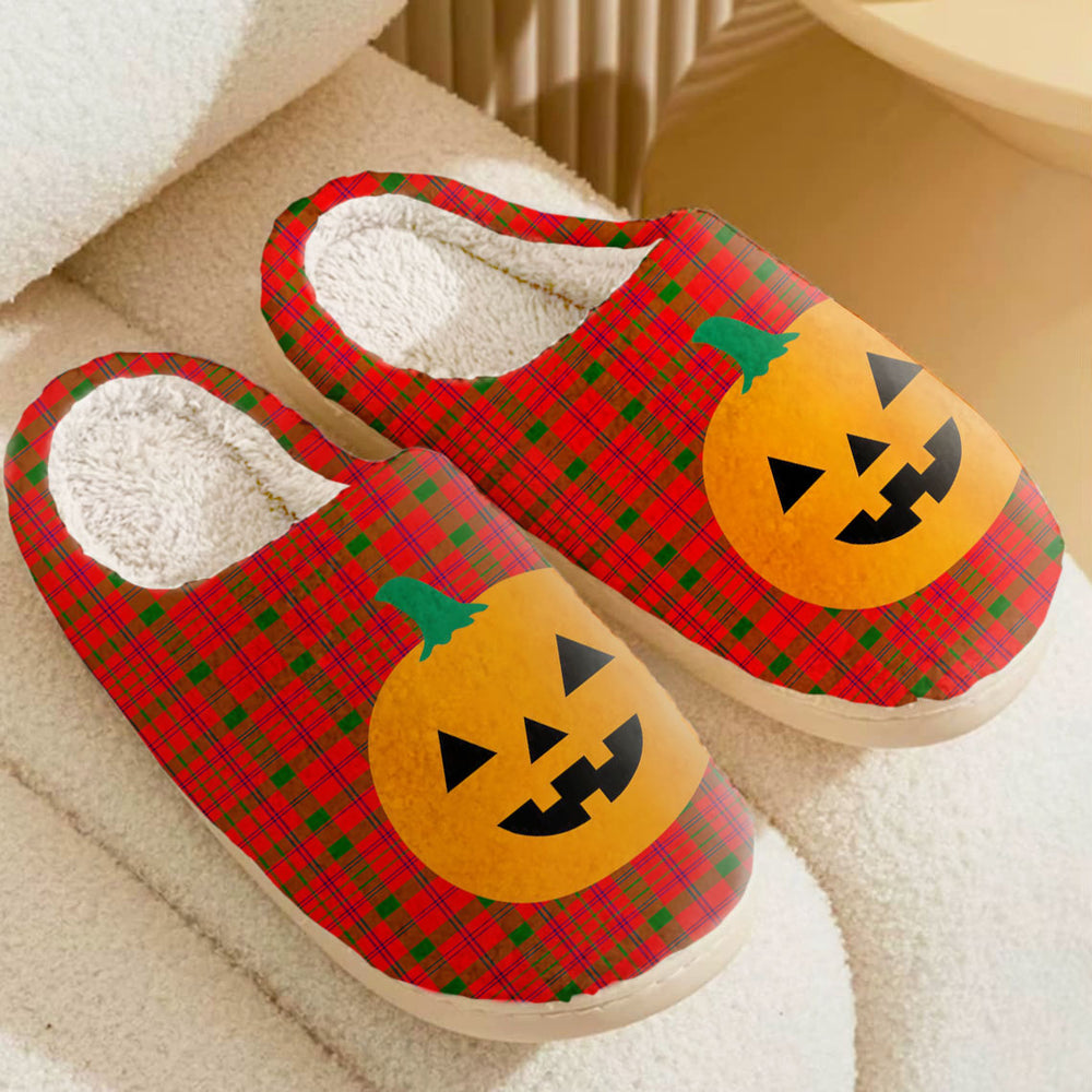 Clan MacDonnell of Keppoch Modern Tartan Halloween Pumpkin Slippers, Fluffy Spooky Slippers KN78 MacDonnell of Keppoch Modern Tartan Tartan Halloween   