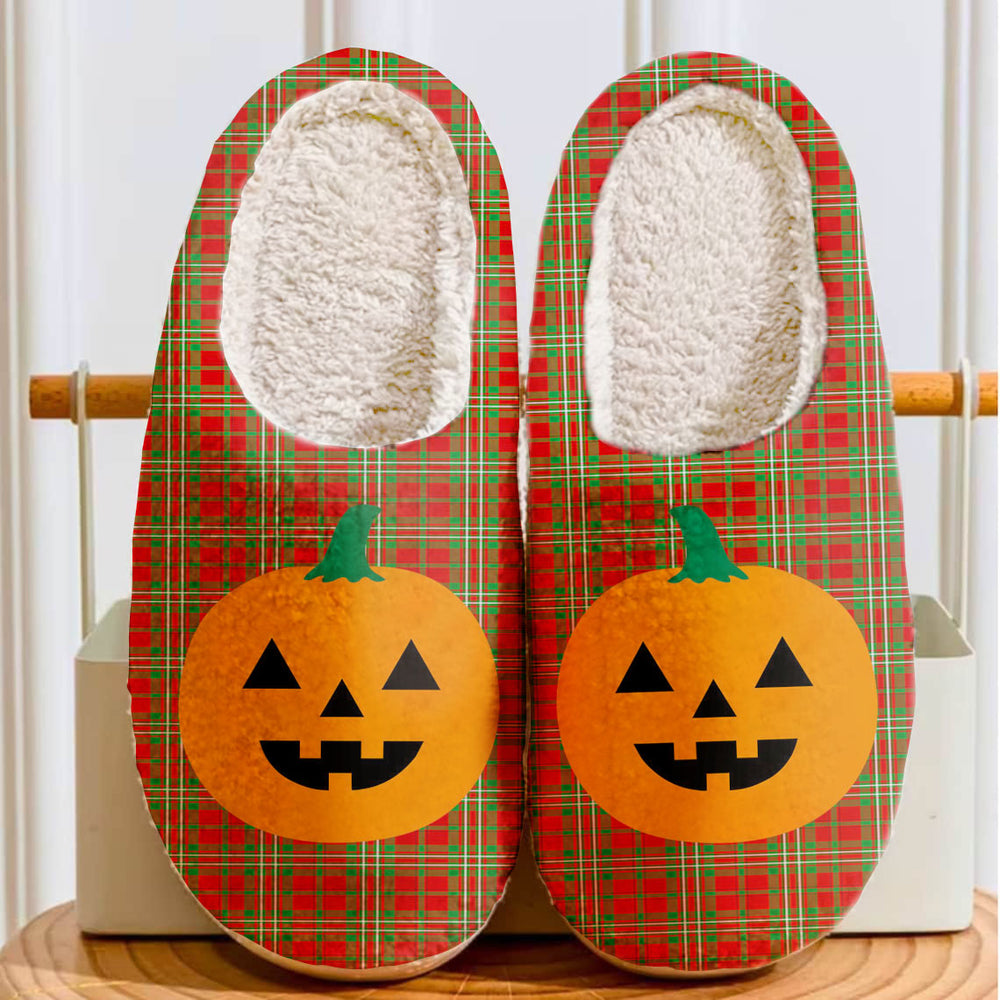 Clan Langlands Tartan Halloween Pumpkin Slippers, Fluffy Spooky Slippers KB31 Langlands Tartan Tartan Halloween   