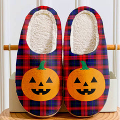 Clan MacLachlan Modern Tartan Halloween Pumpkin Slippers, Fluffy Spooky Slippers FR60 MacLachlan Modern Tartan Tartan Halloween   