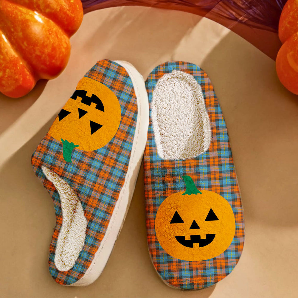 Clan MacLachlan Ancient Tartan Halloween Pumpkin Slippers, Fluffy Spooky Slippers TP72 MacLachlan Ancient Tartan Tartan Halloween   