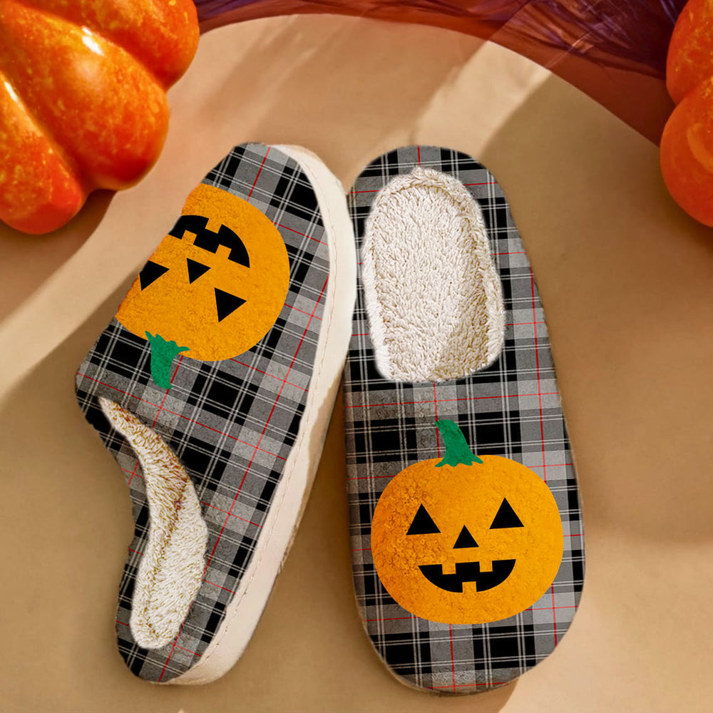 Clan Moffat Modern Tartan Halloween Pumpkin Slippers, Fluffy Spooky Slippers GL95 Moffat Modern Tartan Tartan Halloween   