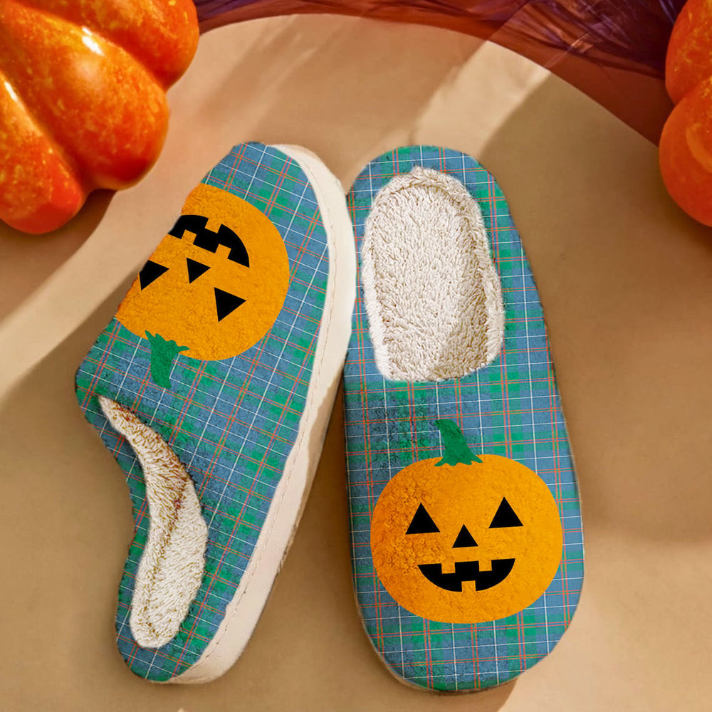 Clan MacHardy Ancient Tartan Halloween Pumpkin Slippers, Fluffy Spooky Slippers NG20 MacHardy Ancient Tartan Tartan Halloween   