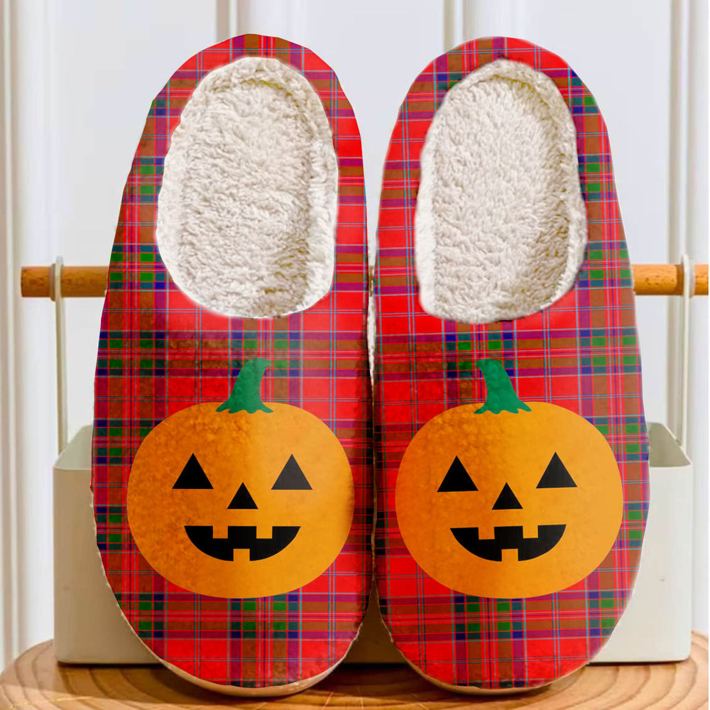 Clan MacGillivray Modern Tartan Halloween Pumpkin Slippers, Fluffy Spooky Slippers PH91 MacGillivray Modern Tartan Tartan Halloween   