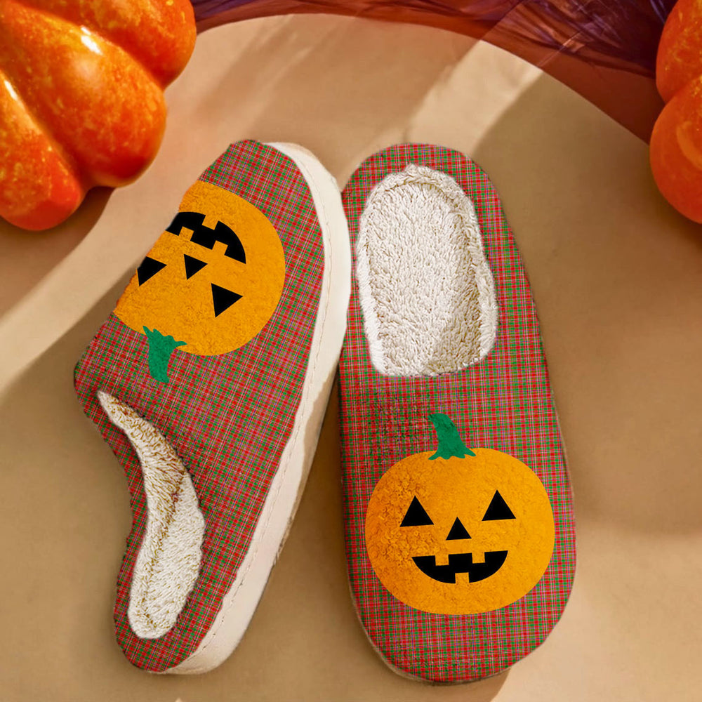 Clan MacAlister Tartan Halloween Pumpkin Slippers, Fluffy Spooky Slippers BL54 MacAlister Tartan Tartan Halloween   