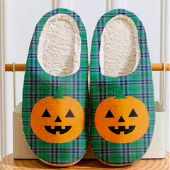Clan Keith Ancient Tartan Halloween Pumpkin Slippers, Fluffy Spooky Slippers MP67 Keith Ancient Tartan Tartan Halloween   