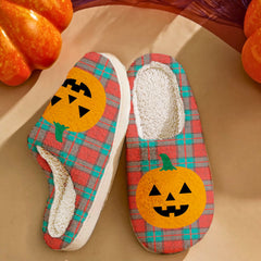 Clan Dunbar Ancient Tartan Halloween Pumpkin Slippers, Fluffy Spooky Slippers NU20 Dunbar Ancient Tartan Tartan Halloween   