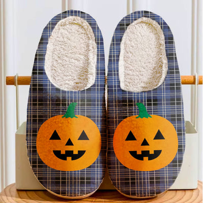 Clan Clark 1 Tartan Halloween Pumpkin Slippers, Fluffy Spooky Slippers BZ80