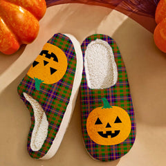 Clan Cochrane Modern Tartan Halloween Pumpkin Slippers, Fluffy Spooky Slippers AZ60 Cochrane Modern Tartan Tartan Halloween   