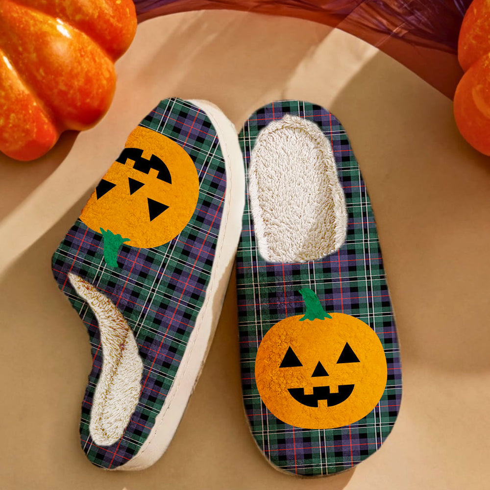 Clan Rose Hunting Modern Tartan Halloween Pumpkin Slippers, Fluffy Spooky Slippers GH24 Rose Hunting Modern Tartan Tartan Halloween   