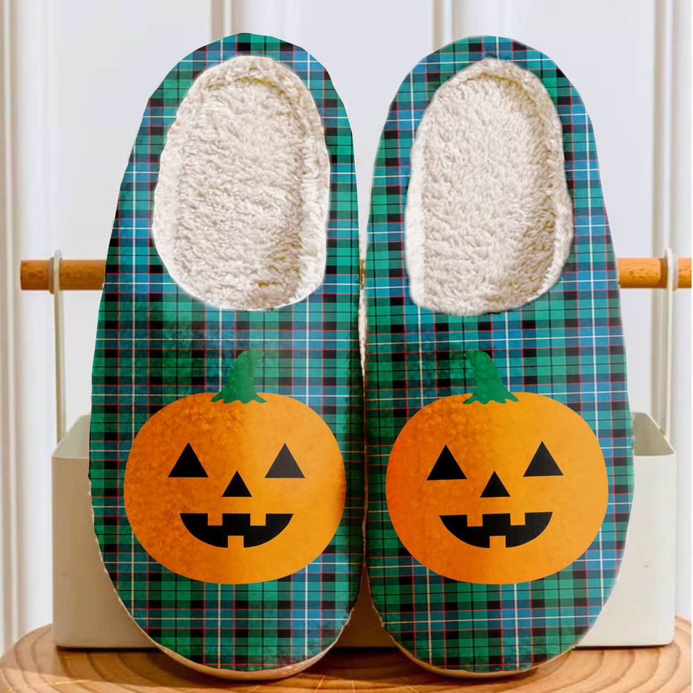 Clan Galbraith Ancient Tartan Halloween Pumpkin Slippers, Fluffy Spooky Slippers FR78 Galbraith Ancient Tartan Tartan Halloween   