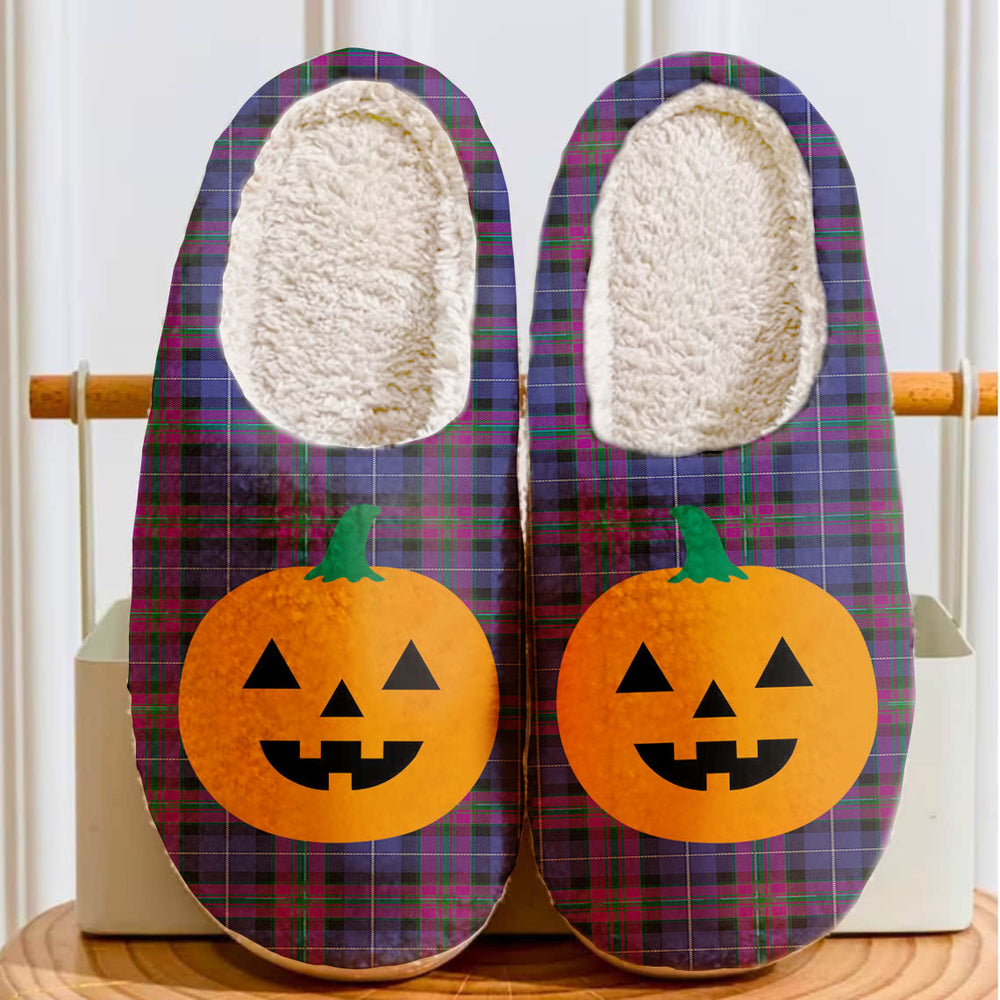 Clan Pride of Scotland Tartan Halloween Pumpkin Slippers, Fluffy Spooky Slippers QJ37 Pride of Scotland Tartan Tartan Halloween   
