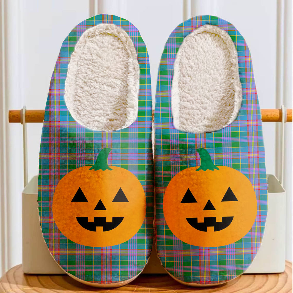 Clan Ralston Tartan Halloween Pumpkin Slippers, Fluffy Spooky Slippers VX60 Ralston Tartan Tartan Halloween   