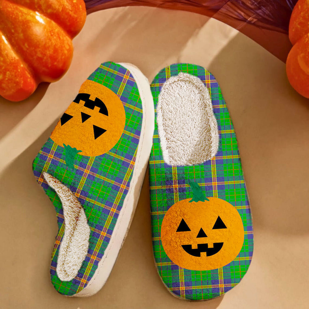 Clan New Mexico Tartan Halloween Pumpkin Slippers, Fluffy Spooky Slippers YZ76 New Mexico Tartan Tartan Halloween   