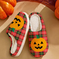 Clan Nesbitt Modern Tartan Halloween Pumpkin Slippers, Fluffy Spooky Slippers NE74 Nesbitt Modern Tartan Tartan Halloween   