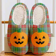 Clan Muirhead Tartan Halloween Pumpkin Slippers, Fluffy Spooky Slippers MA39 Muirhead Tartan Tartan Halloween   