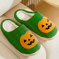 Clan Tribe of Mar Tartan Halloween Pumpkin Slippers, Fluffy Spooky Slippers TQ83 Tribe of Mar Tartan Tartan Halloween   