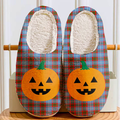 Clan Trotter Tartan Halloween Pumpkin Slippers, Fluffy Spooky Slippers HT30